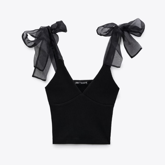 Zara | Tops | Nwt Zara Black Organza Bow Top Trf | Poshmark